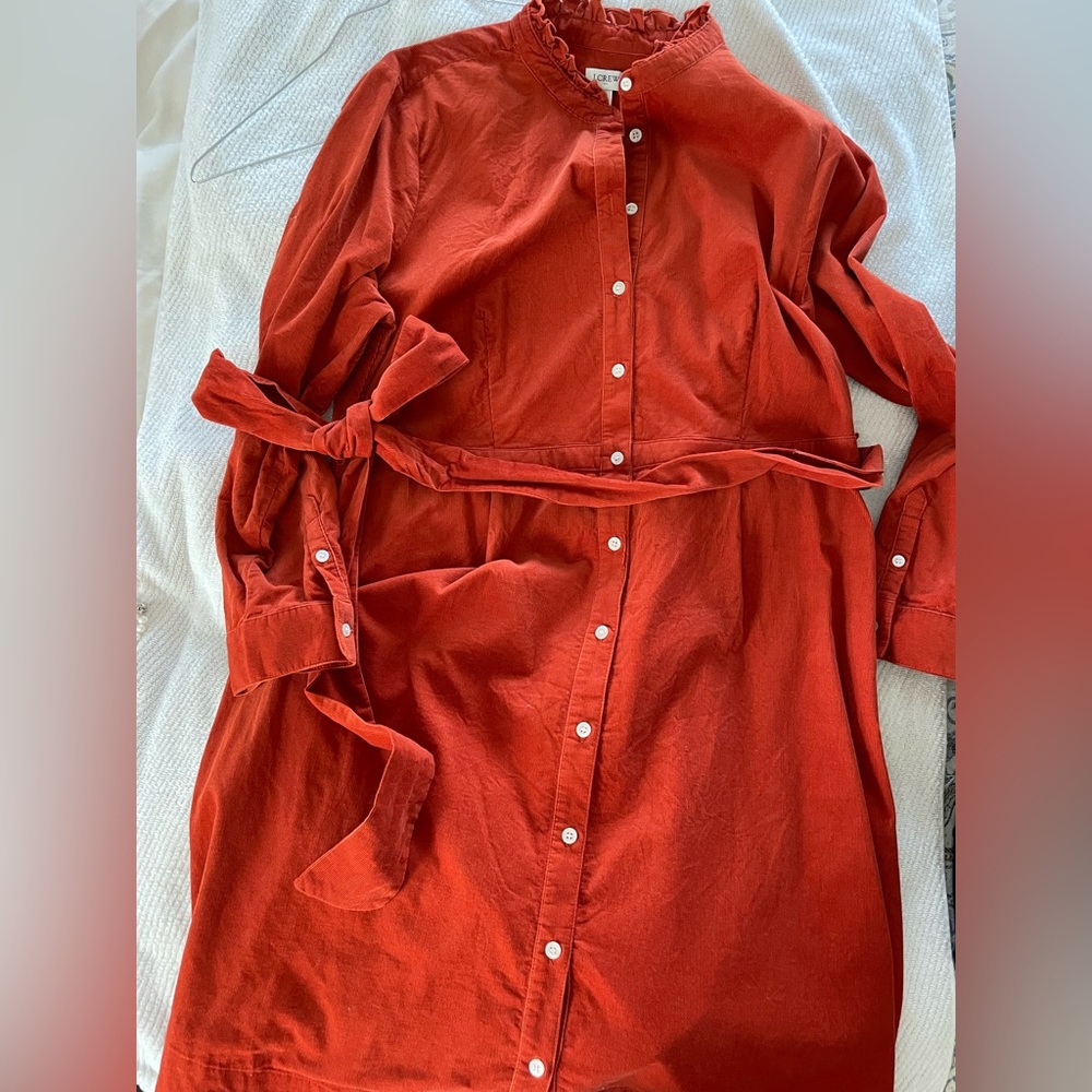 J. Crew Fall Orange Corduroy Wrap 👗 Dress! Size 16